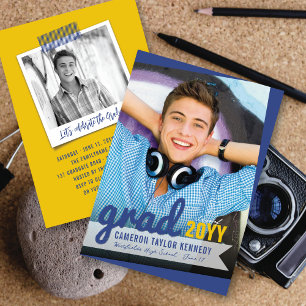 Invitación Grandes garabatos de graduado Foto Fiesta de gradu