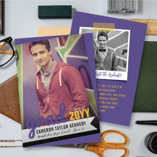 Invitación Grandes garabatos de graduado Foto Fiesta de gradu