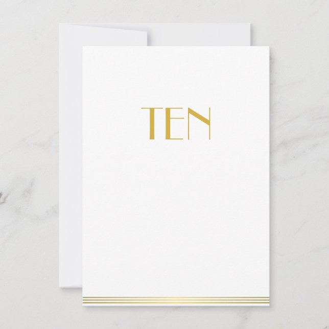 Invitación Grandes Gatsby de oro Blanco Boda Cartas de mesa D (Anverso)