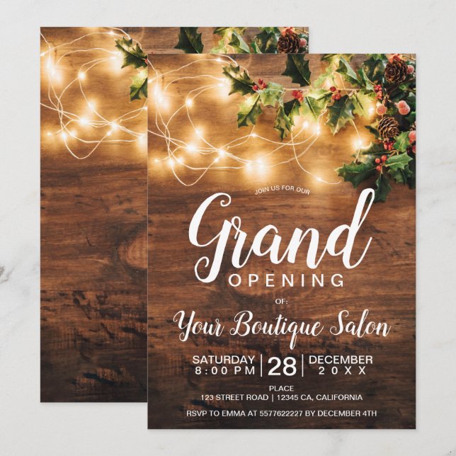 Invitación Grandes inauguraciones de Navidades rusos con luz  (Anverso / Reverso)