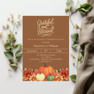 Invitación Grandioso calabaza bendita Acción de Gracias