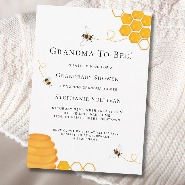 Invitación Grandma To Bee Baby Shower (Subido por el creador)