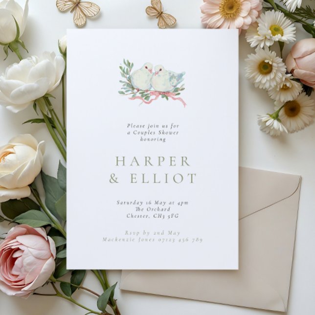 Invitación Grandmillenial Love Birds Couples Shower (Subido por el creador)