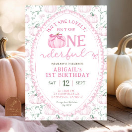 Invitación Grandmillenial Preppy Rosa Calabaza Niña Onefderfu
