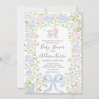 Invitación Grandmillennial baby carriage baby shower invite