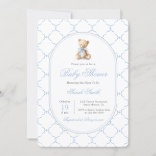 Invitación Grandmillennial Bear Baby Shower Boy