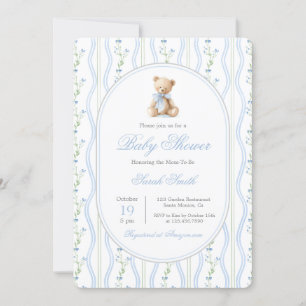Invitación Grandmillennial Bear Baby Shower Boy