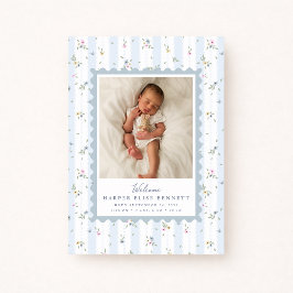 Invitación Grandmillennial Blue Birth Announcement Photo Card