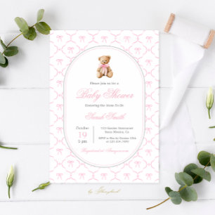 Invitación Grandmillennial Bow Baby Shower Chica