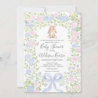 Invitación Grandmillennial Bunny Rabbit baby shower invite