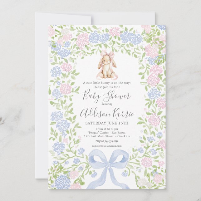 Invitación Grandmillennial Bunny Rabbit baby shower invite (Anverso)