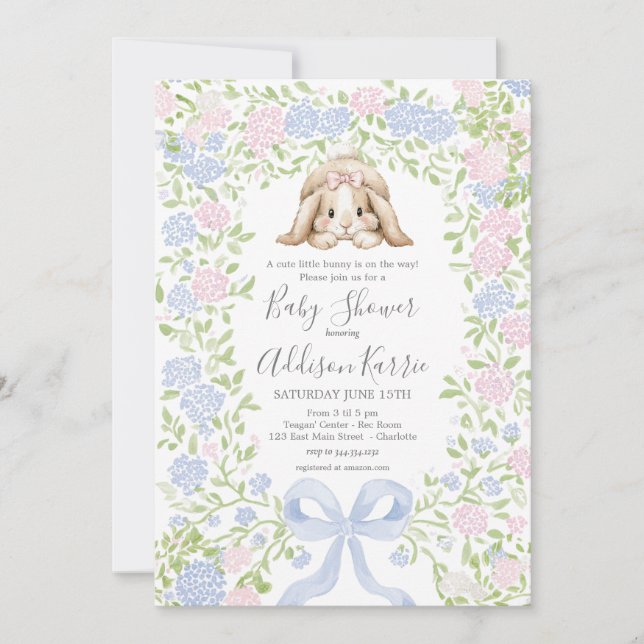 Invitación Grandmillennial Bunny Rabbit baby shower invite (Anverso)