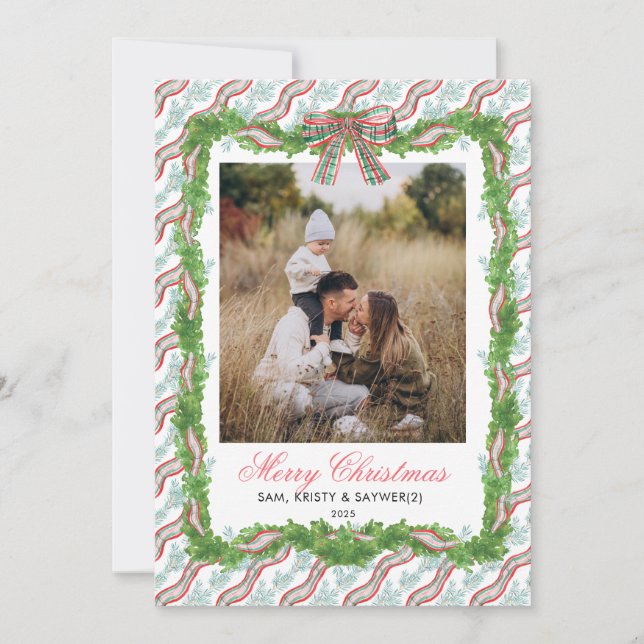 Invitación grandmillennial Family Photo Christmas Card (Anverso)