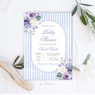 Invitación Grandmillennial Periwinkle Floral Baby Shower