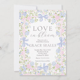 Invitación Grandmillennial Pink and Blue bridal shower invite