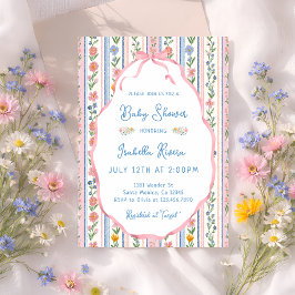 Invitación Grandmillennial Vintage Floral Girl Baby Shower 