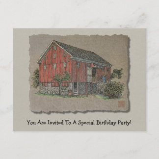 Invitación Granero de banco rojo grande
