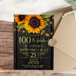 Invitación Granero de madera de país de girasoles dorados 100