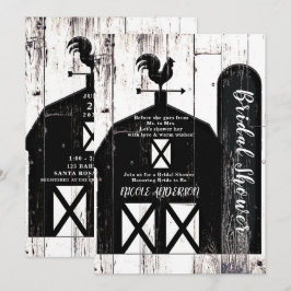 Invitación Granero Negro Madera Blanca Ducha de Novia Rústica