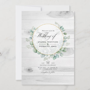 Invitación Granero rústico de campo Eucalipto Código QR Boda