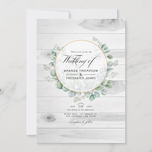 Invitación Granero rústico de campo Eucalipto  Código QR Boda (Anverso)