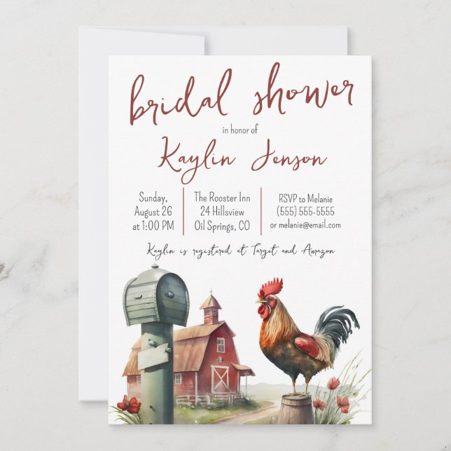 Invitación Granja acuática con ducha de novia galopante (Anverso)