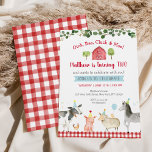 Invitación Granja Animal Greenery Barnyard Segundo cumpleaños<br><div class="desc">Esta encantadora invitación de cumpleaños incluye animales de granja acuáticos con acentos florales verdes,  confeti y una frontera de gingham roja.</div>