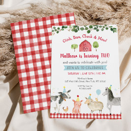 Invitación Granja Animal Greenery Barnyard Segundo cumpleaños