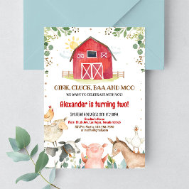 Invitación Granja Animales Barnyard Boy Barn Fiesta Cumpleaño