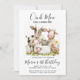 Invitación Granja Animales Barnyard Country Birthday