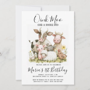 Invitación Granja Animales Barnyard Country Birthday