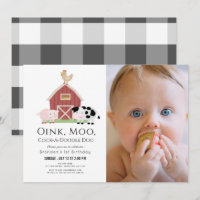 Granja Animales Barnyard Foto Blanca Primer Cumple