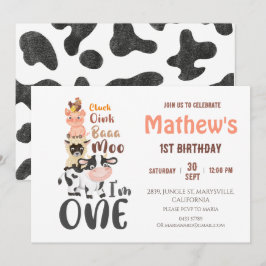Invitación Granja Animales Barnyard Primer cumpleaños