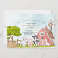 Granja Animales Barnyard Watercolor Kids Cumpleaño