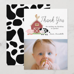 Invitación Granja Animales Barnyard White Birthday Gracias