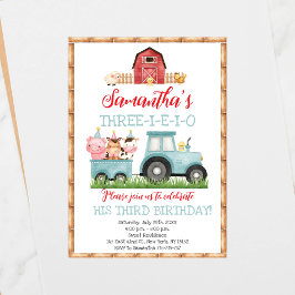 Invitación Granja Animales Blue Boy Barnyard Fiesta de cumple