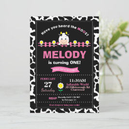 Invitación Granja Animales Primer Fiesta Chica Barnyard Pink