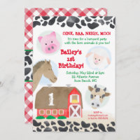 Granja Barnyard Animals Gingham Cow Print Birthday