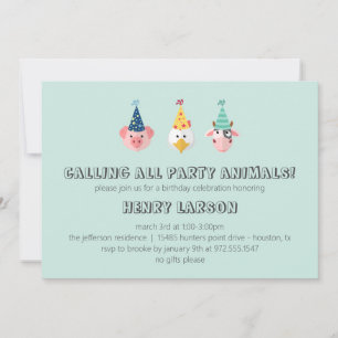 Invitación Granja Barnyard Fiesta Niños animales Cumpleaños