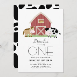 Invitación Granja Barnyard White Género-neutro Primer cumplea