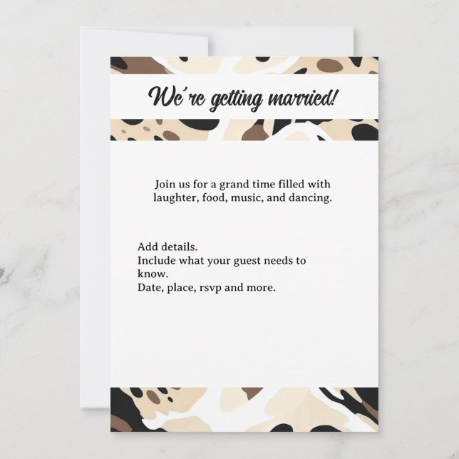 Invitación Granja boda vaca morada (Reverso)