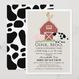 Invitación Granja de animales Barnyard Beige Baby Shower virt