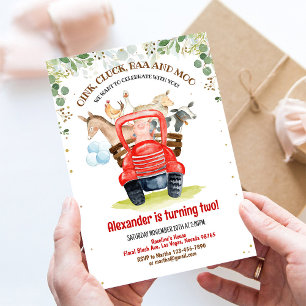 Invitación Granja de animales Barnyard Boy Barn Fiesta Farm C