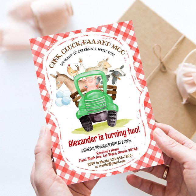 Invitación Granja de animales Barnyard Boy Barn Fiesta Farm C (Subido por el creador)
