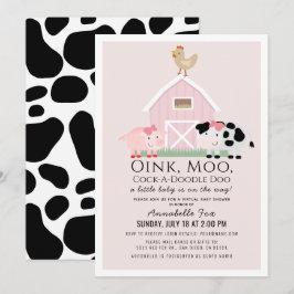 Invitación Granja de animales Barnyard Pink Virtual Baby Show