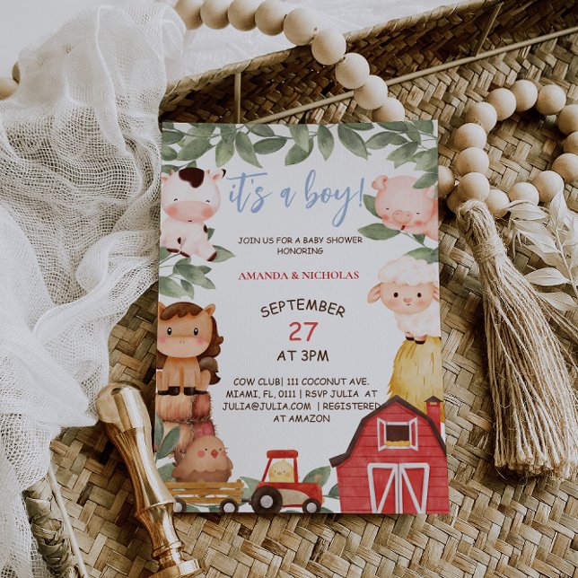 Invitación Granja de Animales Boho Bebé Niño Shower  (Subido por el creador)
