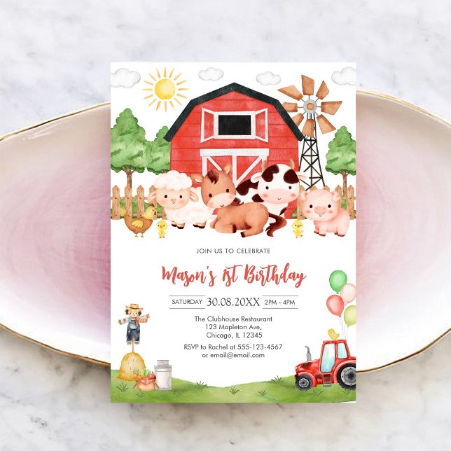 Invitación Granja de Animales Cumpleaños Oink Baa Quack Moo (Subido por el creador)