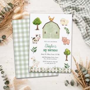 Invitación Granja de animales de acuarela para fiesta de cump