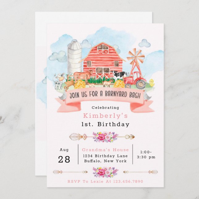 Invitación Granja de animales de corral 1.ª. Partido de Cumpl (Anverso / Reverso)