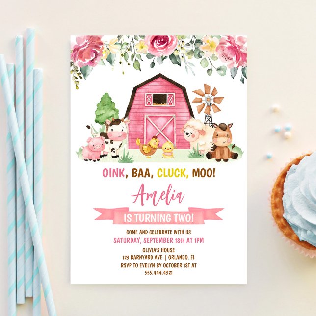 Invitación Granja de Animales de Rancho Cumpleaños Segundo Cu (Subido por el creador)